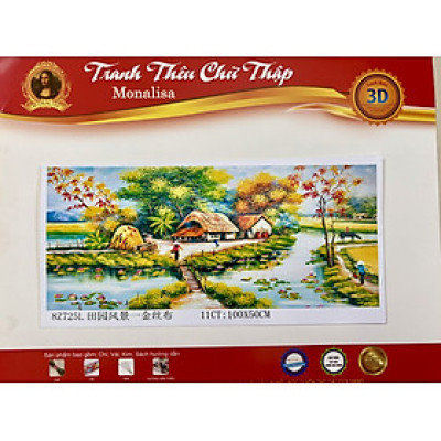 Tranh thêu kín phong cảnh 8Z725L, kích thước 100*50 cm