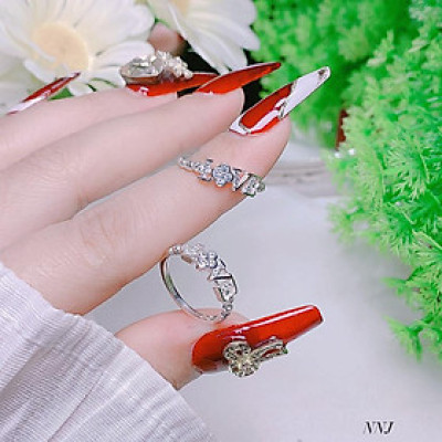 Nhẫn bạc nữ mặt chữ Love chất liệu bạc s925 MS05d