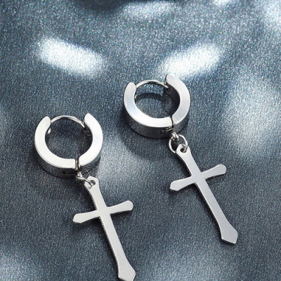 Bông tai thánh giá BT283 - Màu bạc