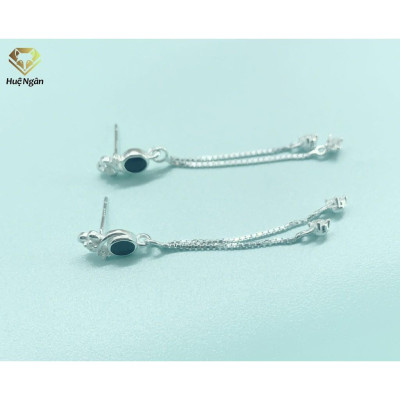 Bông tai bạc Ý 925 Huệ Ngân - Vương miện xinh dáng dài ZCE15112