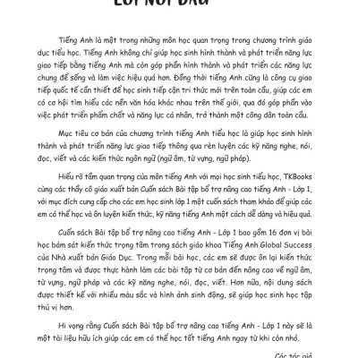 Bài Tập Bổ Trợ Nâng Cao Tiếng Anh Lớp 1