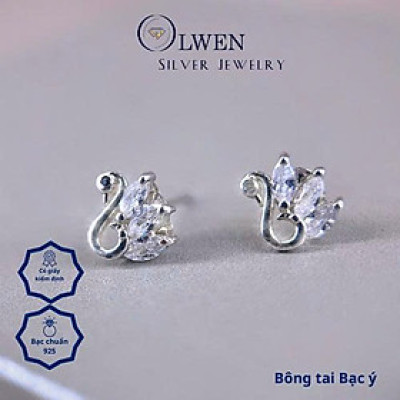 Bông tai nụ bạc Ý với thiết kế hình thiên nga cách điệu, mang vẻ đẹp duyên dáng và thanh tao, tinh tế, sang trọng, phù hợp đi tiệc, đi làm - BM318.2