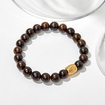 Vòng Tay Trầm Hương Charm Bạc 925 Chú Bình An Mạ Vàng Phong Thủy Udumbara