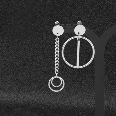 Bông tai xích titan thả hình tròn 1 đôi