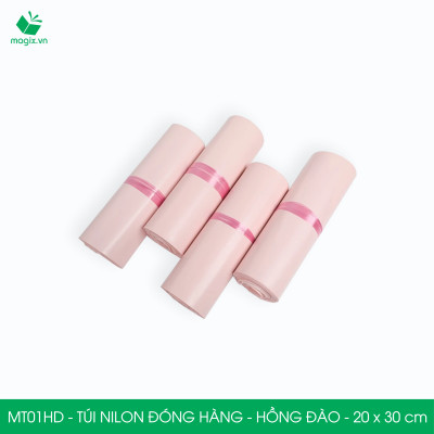 MT21HD - 32x45 cm  - Túi nilon gói hàng - 300 túi niêm phong đóng hàng màu hồng đào