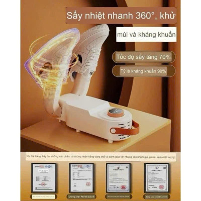 Máy Sấy Và Khử Trùng Giày có hẹn giờ Cao Cấp Làm Khô Siêu Nhanh - Loại Bỏ Khử Mùi Hôi Và Vi Khuẩn, Kiểu Dáng Nhỏ Gọn, Dễ Sử Dụng Máy Sấy Giày Dép Tất Găng Tay Khử Khuẩn Bằng Tia UV An Toàn Tiện Dụng Thông Minh