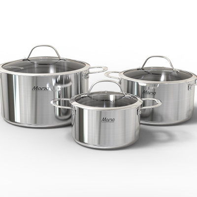 Bộ nồi Inox đa lớp Sunhouse Mama SHG701, Nồi inox 3 lớp nguyên khối dày gấp 4 lần inox thông thường, Hiệu suất bắt từ lên tới 99%, An toàn tuyệt đối cho sức khỏe - Hàng chính hãng