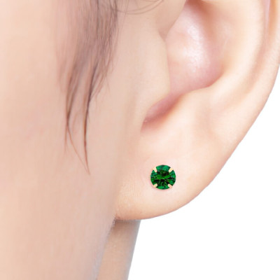 14K Gold Post Earrings Green - MOON Jewelry