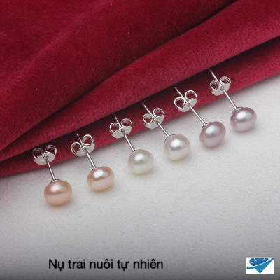 Bông tai bạc nụ trai tự nhiên MS25e
