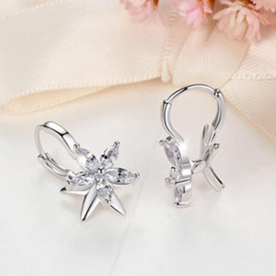 Bông tai bạc nữ trang sức bạc Ý S925 Bạc xinh Huệ Ngân - Hoa đá RYE141024