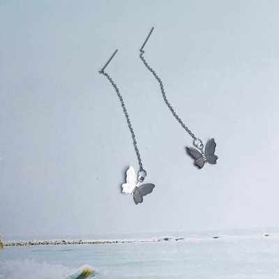 Đôi bông tai unisex dáng đứng phối cánh bướm cá tính xịn xò