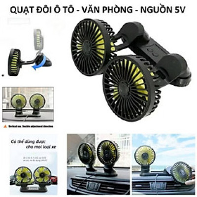BỘ QUẠT ĐÔI 3 CẤP ĐỘ GIÓ SIÊU MÁT LẠNH TRÊN XE HƠI ÔTÔ CẮM CỔNG USB THUẬN TIỆN 
