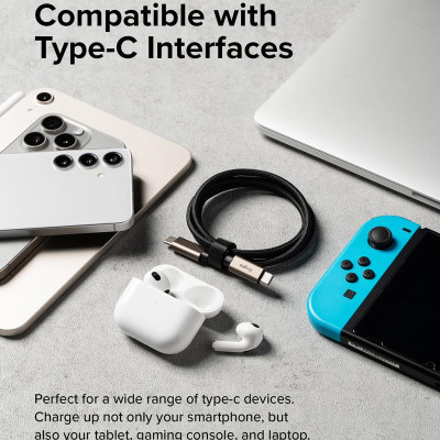 Cáp sạc nhanh cho điện thoại/laptop/tablet RINGKE Fast Charging Basic Cable C-to-C - Hàng Chính Hãng