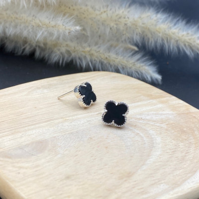 Hoa Tai, Bông Tai Bạc 925 Cỏ 4 Lá May Mắn Bạc Hiểu Minh HT382