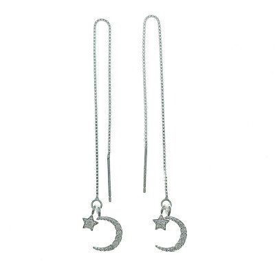  Hoa Tai Bạc Hiểu Minh HT291 Trăng Sao Mảnh Mai 