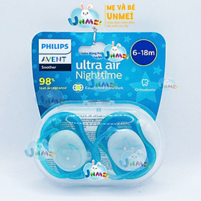 Núm Ty Ngậm Ultra Air Night (Ban Đêm) Philips Avent Cho Bé Từ 6-18 tháng, 2 chiếc/hộp SCF 376/21 - Màu Ngẫu Nhiên