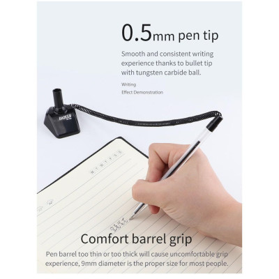 3 cái Bút Bi Để Bàn 0,7mm Mực Đen/Xanh -BAOKE/TB780