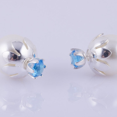 Bông tai nữ trang sức bạc Ý S925 Bạc Xinh Huệ Ngân- Hoa đá RYE140799