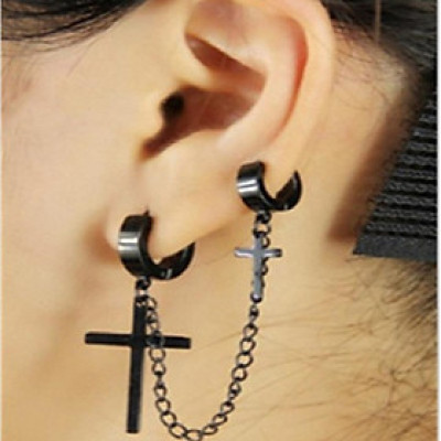 Bông tai nam nữ thả vành hai chữ T đẳng cấp 