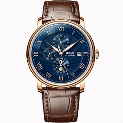 Đồng hồ nam LOBINNI Ref.1023-11 Chính Hãng Thụy Sỹ ,Hàng mới 100%,Kính sapphire nguyên khối,chống xước,Chống nước 50m,dây da xịn,Máy cơ( Automatic),Bảo hành 24 tháng,