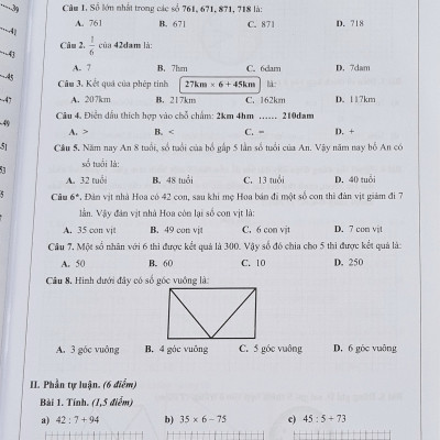 Combo Sách - Đề kiểm tra Toán 3 học kì I + II
