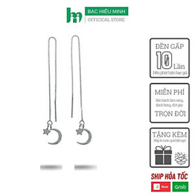  Hoa Tai Bạc Hiểu Minh HT291 Trăng Sao Mảnh Mai 
