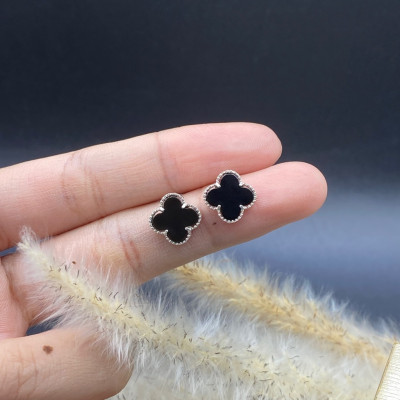 Hoa Tai, Bông Tai Bạc 925 Cỏ 4 Lá May Mắn Bạc Hiểu Minh HT382