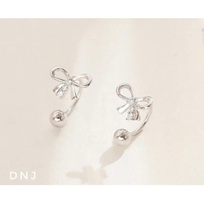 Bông tai bạc hình nơ chốt ren chất liệu bạc s925 MS05r