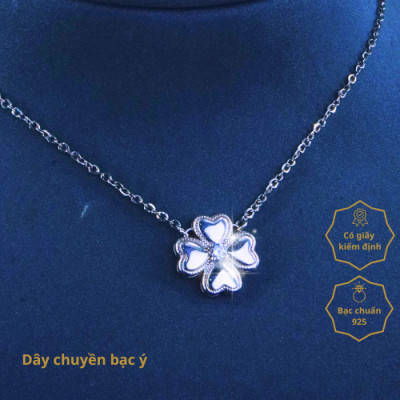 Dây chuyền bạc ý hoa 4 cánh đơn giản, phong cách Hàn Quốc, nhẹ nhàng, thanh lịch, phù hợp đi học, đi chơi, đi làm - 58238.2