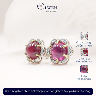 Bông tai ruby kim cương thiên nhiên OW9