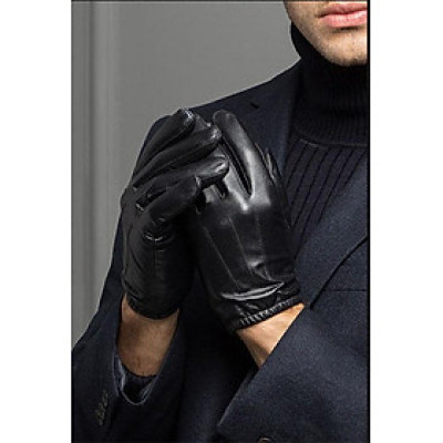 Bao tay nam da thật  BHY8805 Găng tay nam da cừu bó chun, ộm tay, thật tay. Lót vải và Lót lông