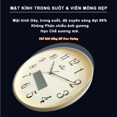 Đồng Hồ EASTAR Tròn Kim Điện tử Viền Mỏng - Máy KIM TRÔI - LỊCH Vạn Niên và NHIỆT KẾ Điện tử