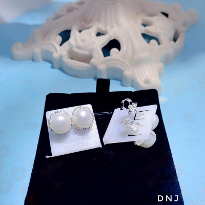 Bông tai bạc nụ trai chốt ren xoáy chất liệu bạc s925 MS0650