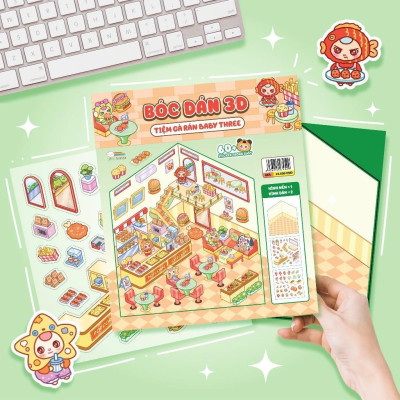 Sách - Bóc Dán 3D Baby Three - Đồ Chơi Bóc Dán 300+ Sticker Cho Bé -  Combo 5 Cuốn - Megabook
