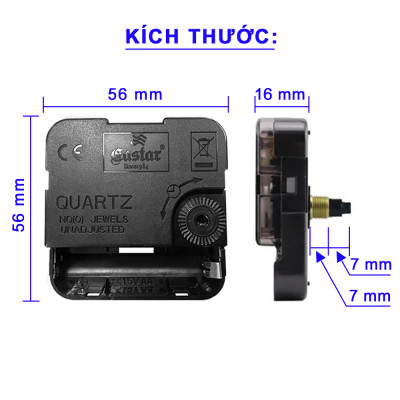 Máy Đồng Hồ EASTAR KIM TRÔI Độ Chính Xác Cao – Bộ KIM ĐAO thân Kim màu ĐEN có phủ DẠ QUANG màu Xanh – Kèm theo Pin Maxell