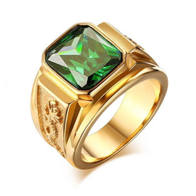 Nhẫn nam titan thời trang chạm rồng 2 bên trangsucpt đá xanh dương inox thép không gỉ PTNNA252