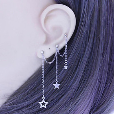 Bông tai xích mỏng sao rơi nhiều điểm đeo sang chảnh