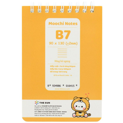 Sổ Lò Xo Moochi Notes B7 - Kẻ Ngang - 120 Trang 80gsm - The Sun 01