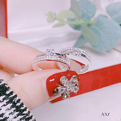 Cặp nhẫn đôi cao cấp freesize chất liệu bằng bạc s925 SA0122