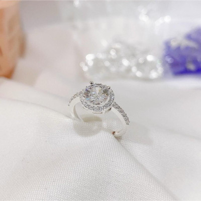 Nhẫn nữ bạc ta mặt đá tròn MS65d