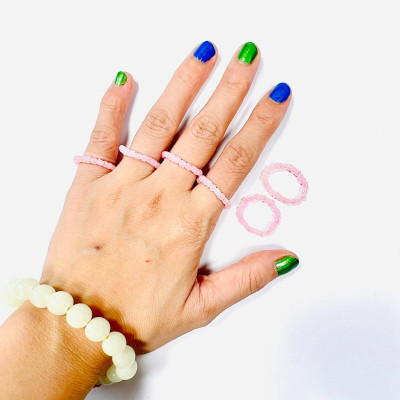 PHỤ KIỆN NỮ HANDMADE MÀU HỒNG MÃ 06 DẠNG TRÒN LẤP LÁNH