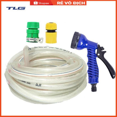 Bộ dây vòi xịt tưới cây, rửa xe 7-10M (cút nhựa nối nhựa xanh) 206843