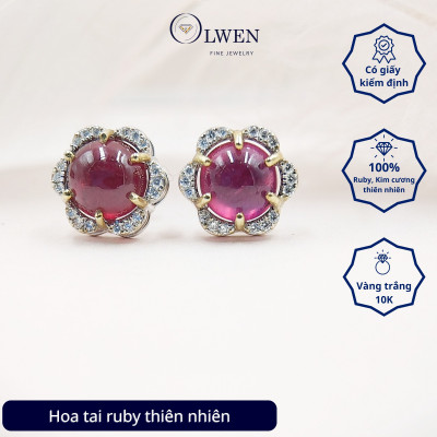 Bông tai ruby kim cương thiên nhiên OW9