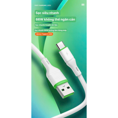 Dây sạc nhanh LI-TOP LX11 chân Type C (hộp giấy) công suất 66W, Kim Ánh cho dùng thử 30 ngày, bảo hành hàng chính hãng
