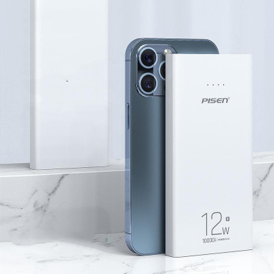 Pin Sạc dự phòng PISEN Electric Library 10000mAh, 12W (TS-D324), màu trắng, bảo hành hàng chính hãng 24 tháng