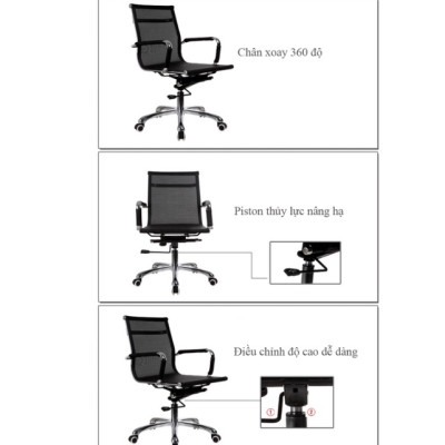 Ghế Chân Xoay Juno Sofa lưới- lưng thấp JN205