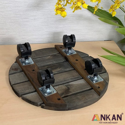 Đế Lót Chậu Cây Có Bánh Xe Thương Hiệu ANKAN, Kệ Để Chậu Cây Cảnh, Có Bánh Xe, Mặt Tròn Bằng Gỗ Tràm, Màu Đen Đường Kính 30 Cm, Tải Trọng 80kg, Thích Hợp Để Đặt Chậu Cây Trong Nhà, Ngoài Trời, Tiện Lợi Di Chuyển