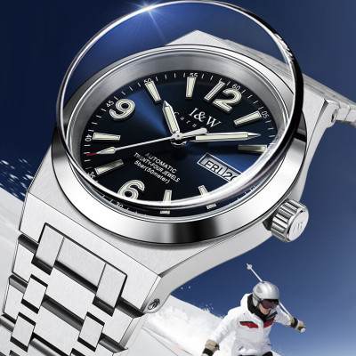 Đồng hồ nam chính hãng IW CARNIVAL IW730G-1 Kính sapphire ,chống xước ,Chống nước 50m ,Bảo hành 24 tháng,Máy cơ (Automatic),dây kim loại thép không gỉ 316L, mặt xanh thiết kế đơn giản dễ đeo