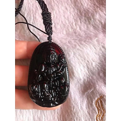 Mặt Phật Độ Mệnh PHỔ HIỀN TRÊN LƯNG VOI ĐÁ MÃ NÃO ĐEN CAO 52MM NGANG 33M NAM THÌN TỴ	 	