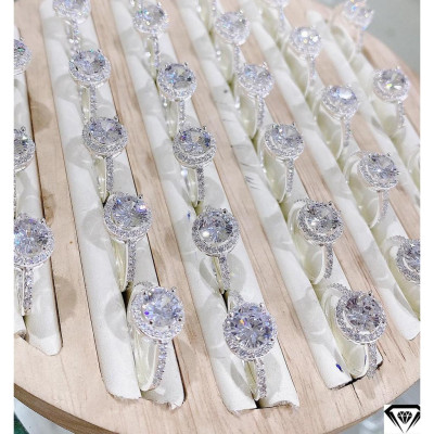 Nhẫn nữ bạc ta mặt đá tròn MS65d